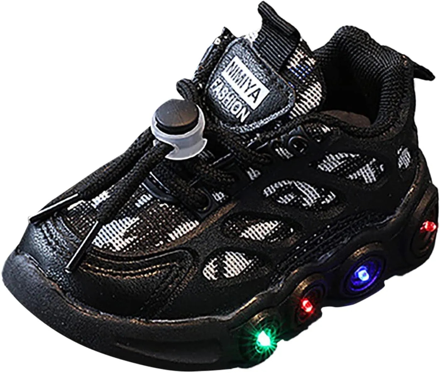 Light Up Shoes for Kids Fashion Adjustable Strap Lace-Up Athletic Sport Walking Sneakers for Little Boys Girls