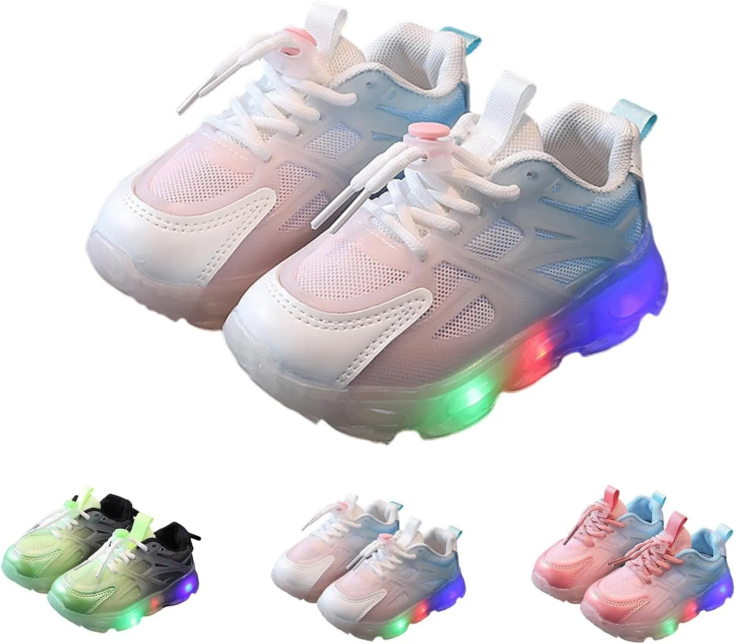 Little Boys Girls Light Up Shoes Lightweight Breathable Comfy Soft Running Tennis Kids Anti Slip School Sneakers