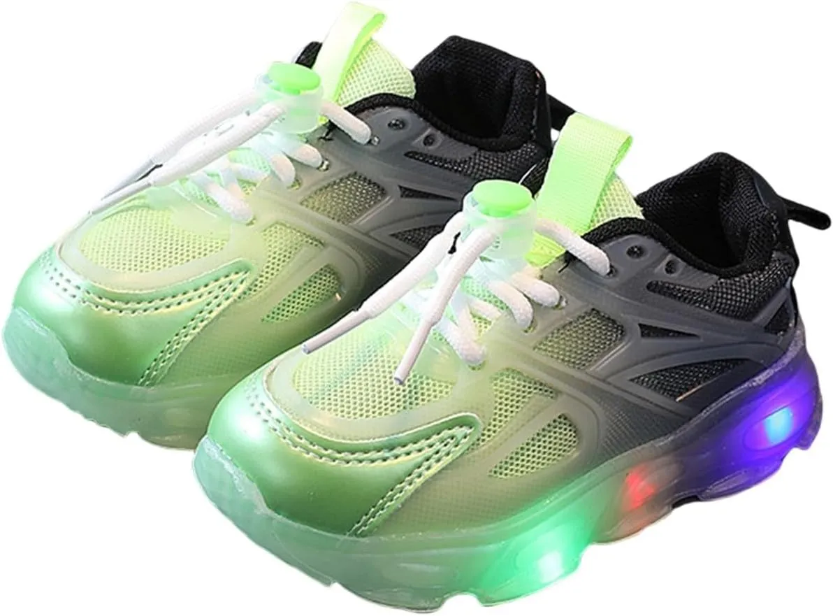 Little Boys Girls Light Up Shoes Lightweight Breathable Comfy Soft Running Tennis Kids Anti Slip School Sneakers