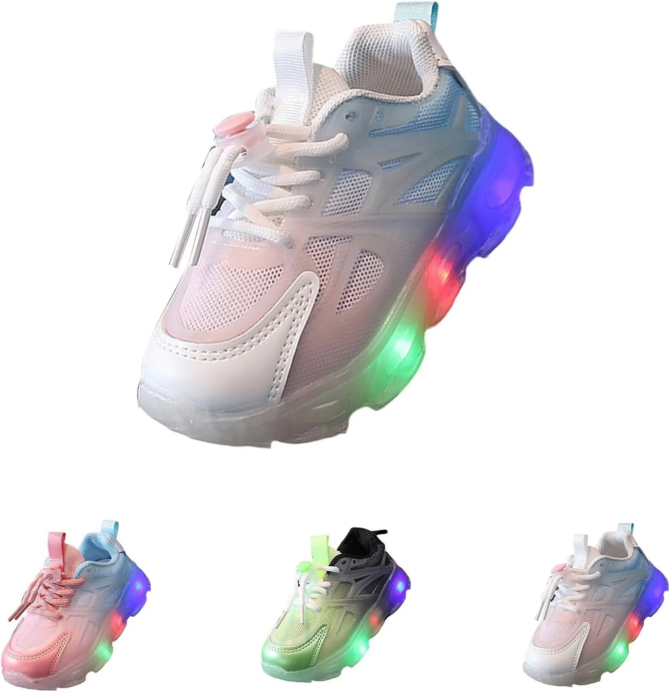 Little Boys Girls Light Up Shoes Lightweight Breathable Comfy Soft Running Tennis Kids Anti Slip School Sneakers