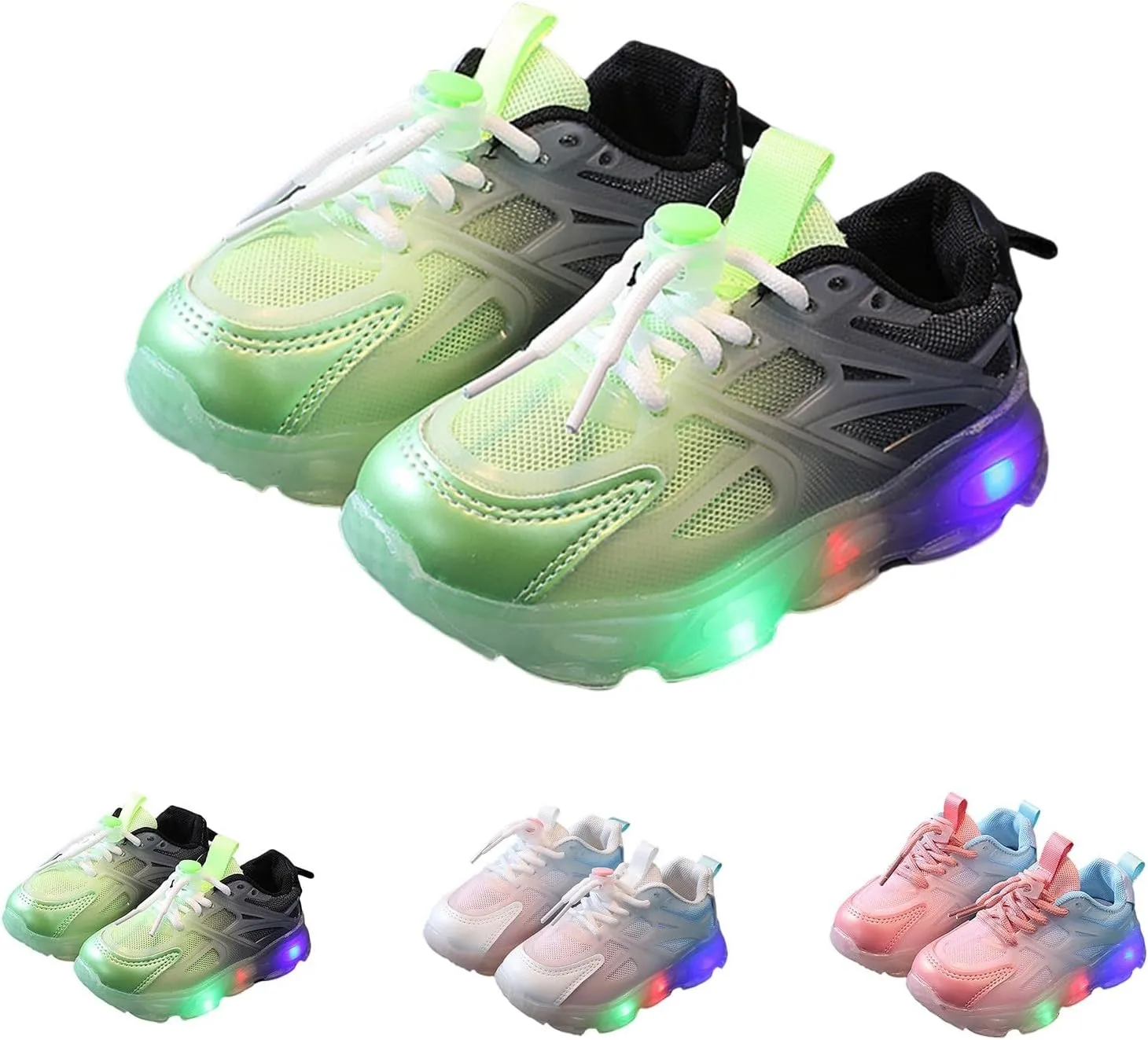 Little Boys Girls Light Up Shoes Lightweight Breathable Comfy Soft Running Tennis Kids Anti Slip School Sneakers