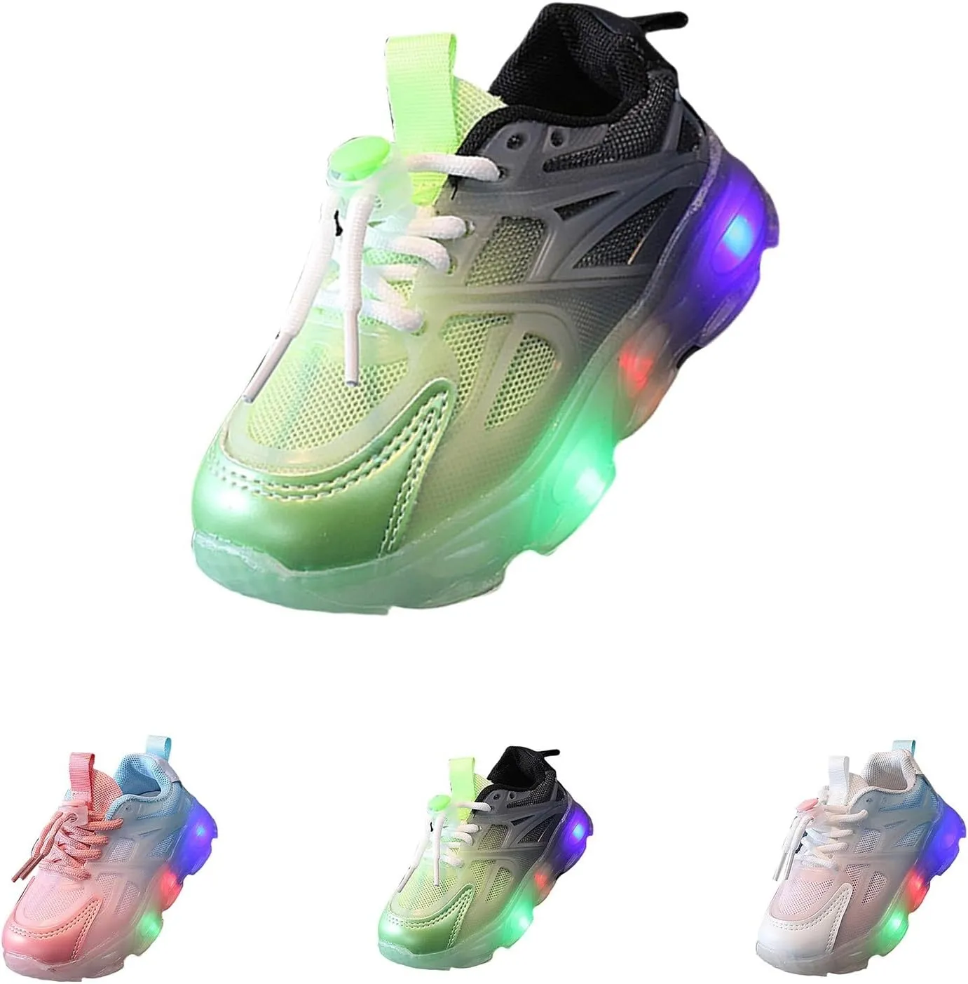 Little Boys Girls Light Up Shoes Lightweight Breathable Comfy Soft Running Tennis Kids Anti Slip School Sneakers
