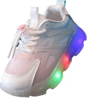 Little Boys Girls Light Up Shoes Lightweight Breathable Comfy Soft Running Tennis Kids Anti Slip School Sneakers