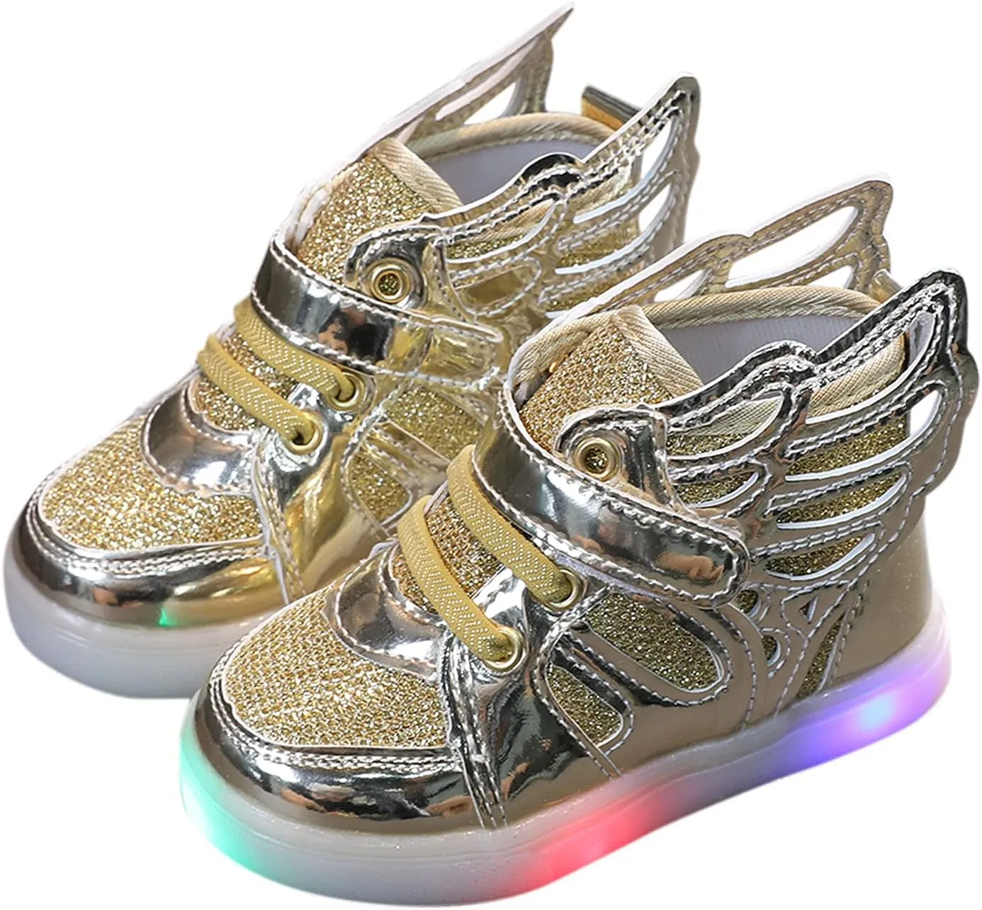 Little Kid Boys Girls 3 Colors LED Light Luminous Sports Shoes Toddler Sneakers Athletic Wings Trainers High-top Shoes