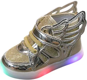 Little Kid Boys Girls 3 Colors LED Light Luminous Sports Shoes Toddler Sneakers Athletic Wings Trainers High-top Shoes