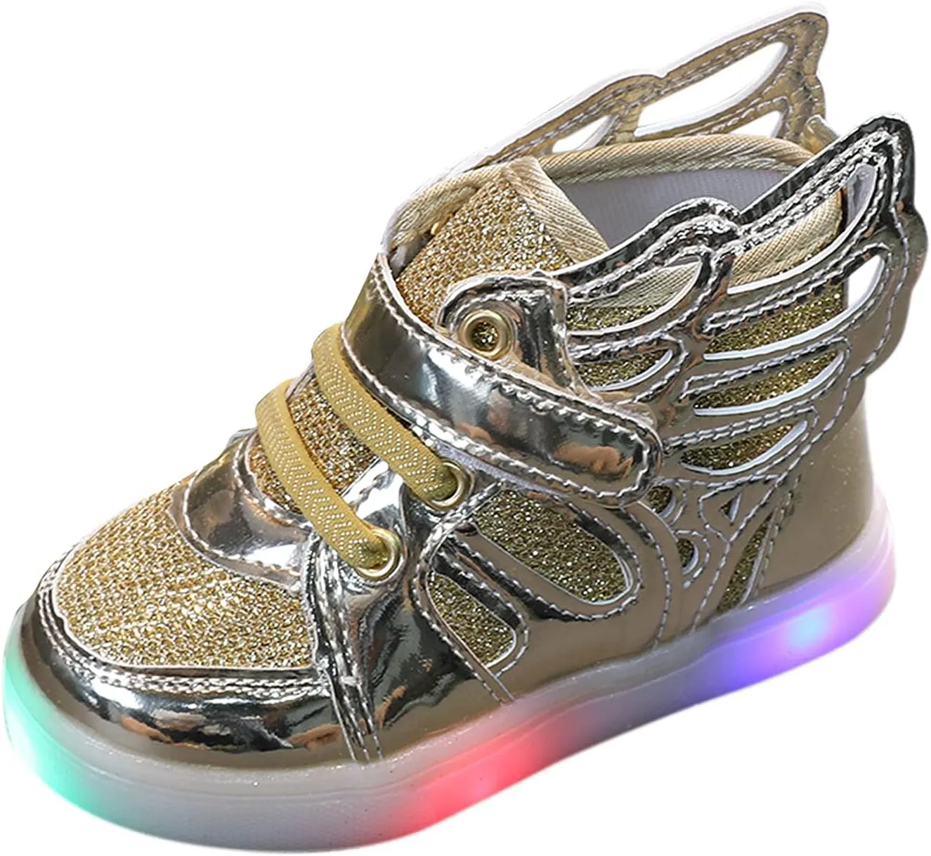 Little Kid Boys Girls 3 Colors LED Light Luminous Sports Shoes Toddler Sneakers Athletic Wings Trainers High-top Shoes