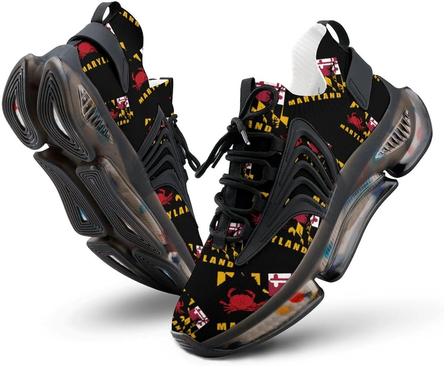 Maryland Map Crab Men's Running Shoes Lightweight Walking Shoe Breathable Sneaker