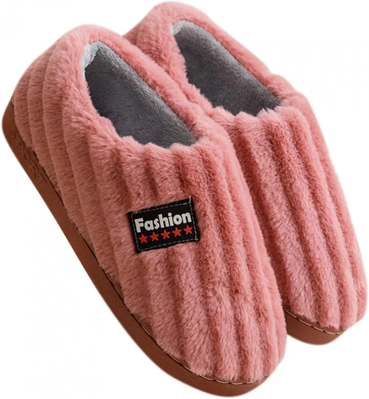 Masbird Christmas Slippers for Women Slippers Fuzzy Plush Fleece Memory Foam House Shoes Cozy Indoor Outdoor Anti-Skid Sole Red