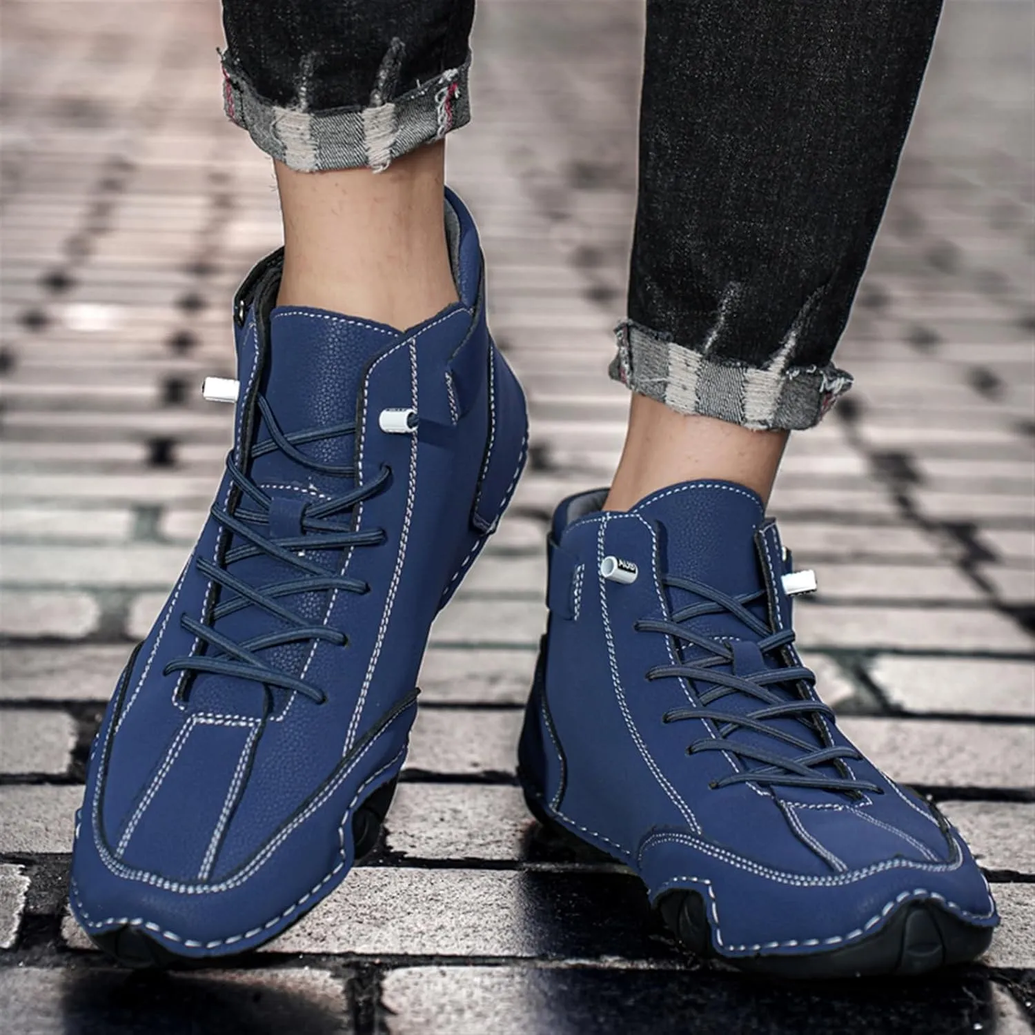 Men' Chukka Boots Italian Handmade Suede High Hiking Boots Casual Sneakers Waterproof Lightweight High Top Barefoot Ankle Boots Outdoor Shoes For Hiking Camping & Driving All Season