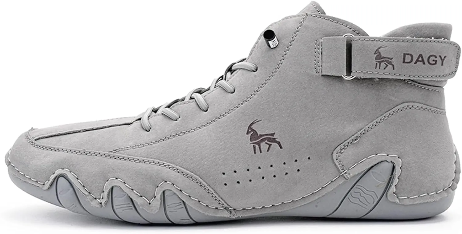 Men' Chukka Boots Italian Handmade Suede High Hiking Boots Casual Sneakers Waterproof Lightweight High Top Barefoot Ankle Boots Outdoor Shoes For Hiking Camping & Driving All Season