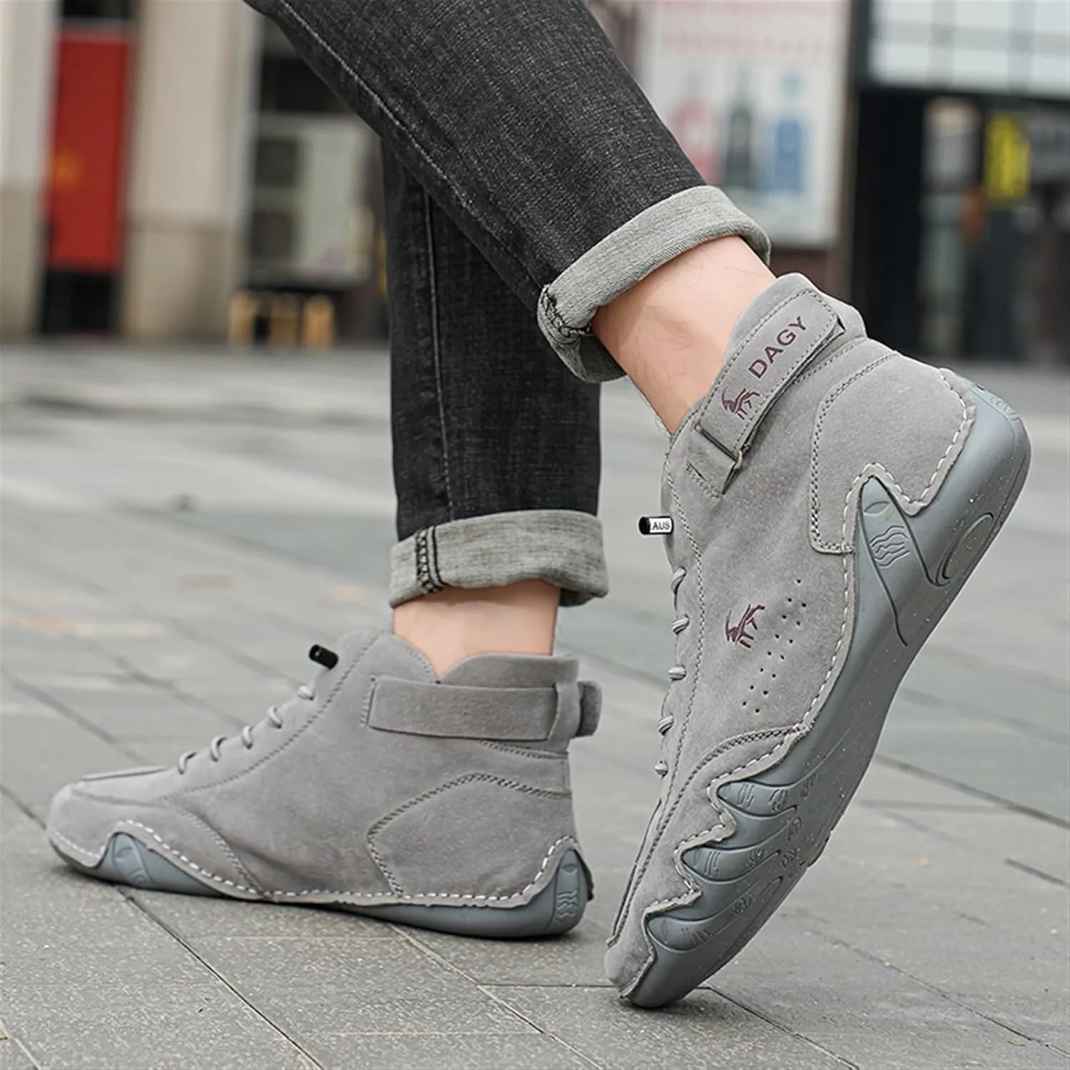 Men' Chukka Boots Italian Handmade Suede High Hiking Boots Casual Sneakers Waterproof Lightweight High Top Barefoot Ankle Boots Outdoor Shoes For Hiking Camping & Driving All Season