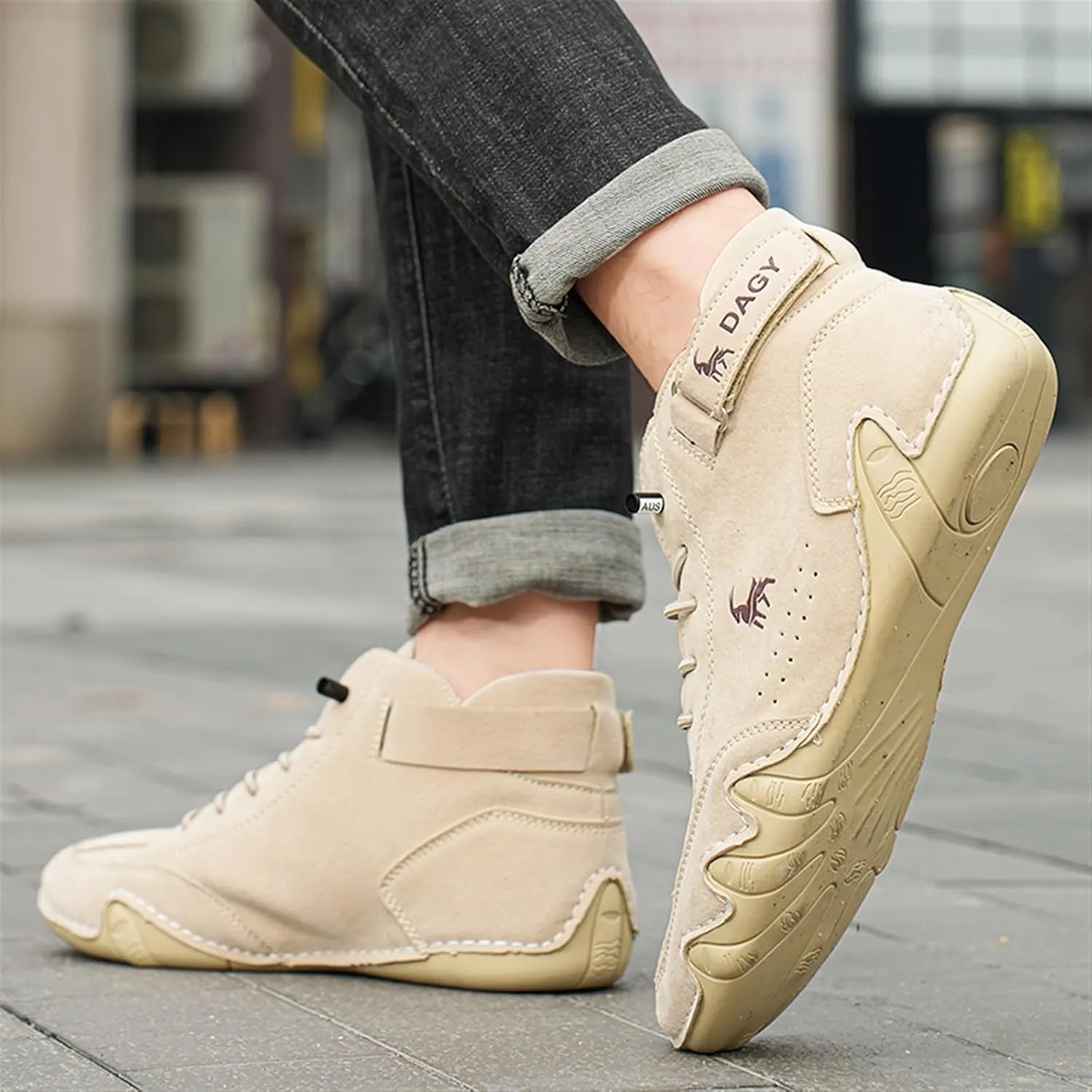 Men' Chukka Boots Italian Handmade Suede High Hiking Boots Casual Sneakers Waterproof Lightweight High Top Barefoot Ankle Boots Outdoor Shoes For Hiking Camping & Driving All Season