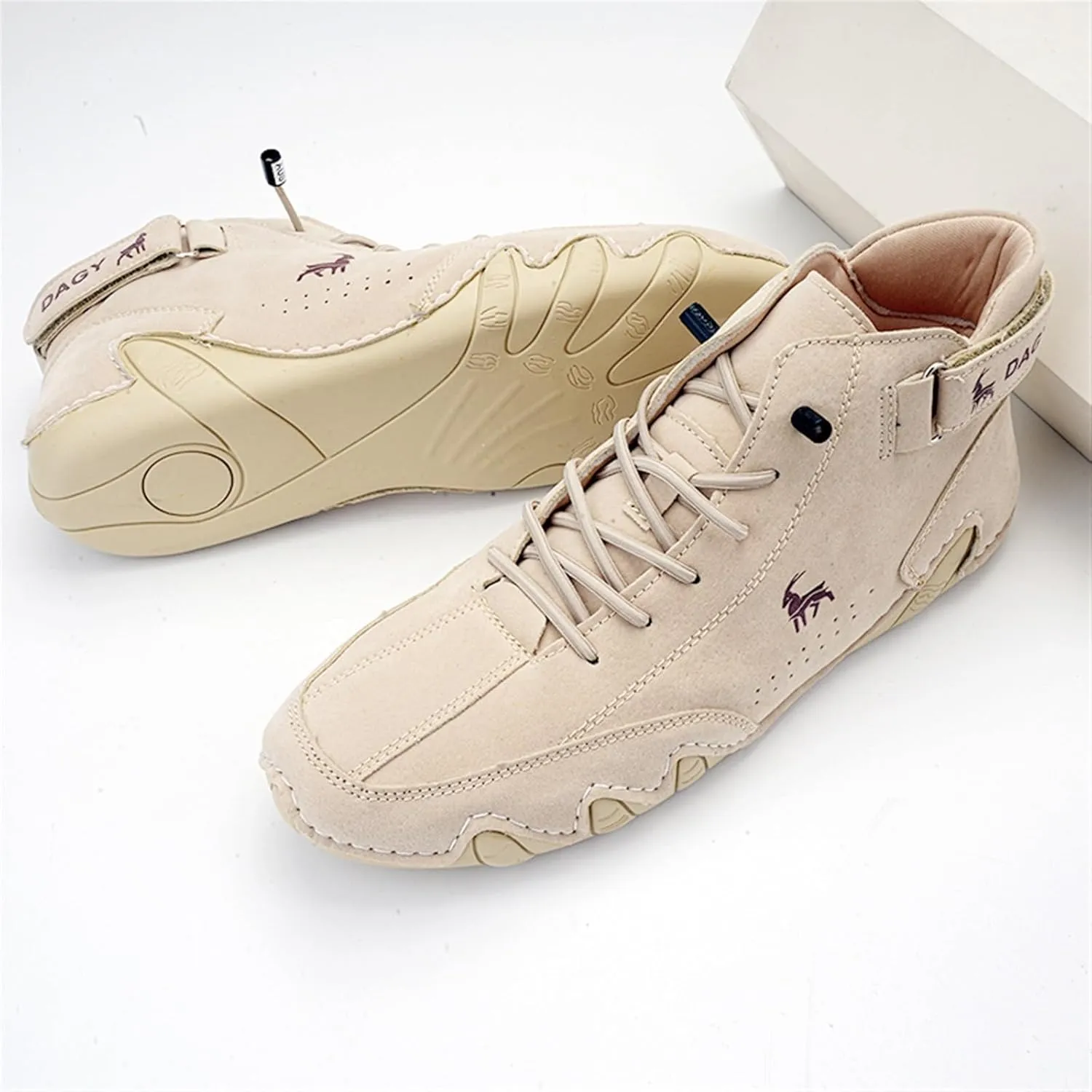 Men' Chukka Boots Italian Handmade Suede High Hiking Boots Casual Sneakers Waterproof Lightweight High Top Barefoot Ankle Boots Outdoor Shoes For Hiking Camping & Driving All Season