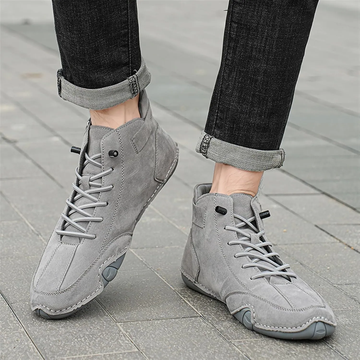 Men' Chukka Boots Italian Handmade Suede High Hiking Boots Casual Sneakers Waterproof Lightweight High Top Barefoot Ankle Boots Outdoor Shoes For Hiking Camping & Driving All Season