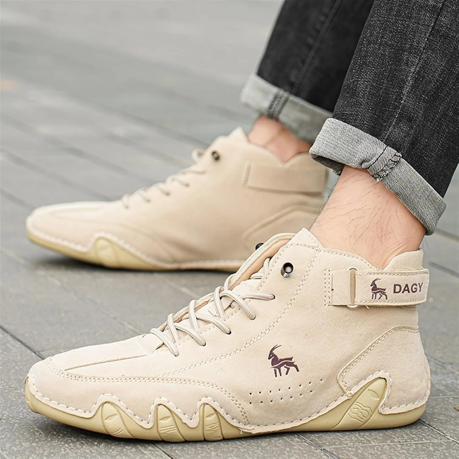 Men' Chukka Boots Italian Handmade Suede High Hiking Boots Casual Sneakers Waterproof Lightweight High Top Barefoot Ankle Boots Outdoor Shoes For Hiking Camping & Driving All Season