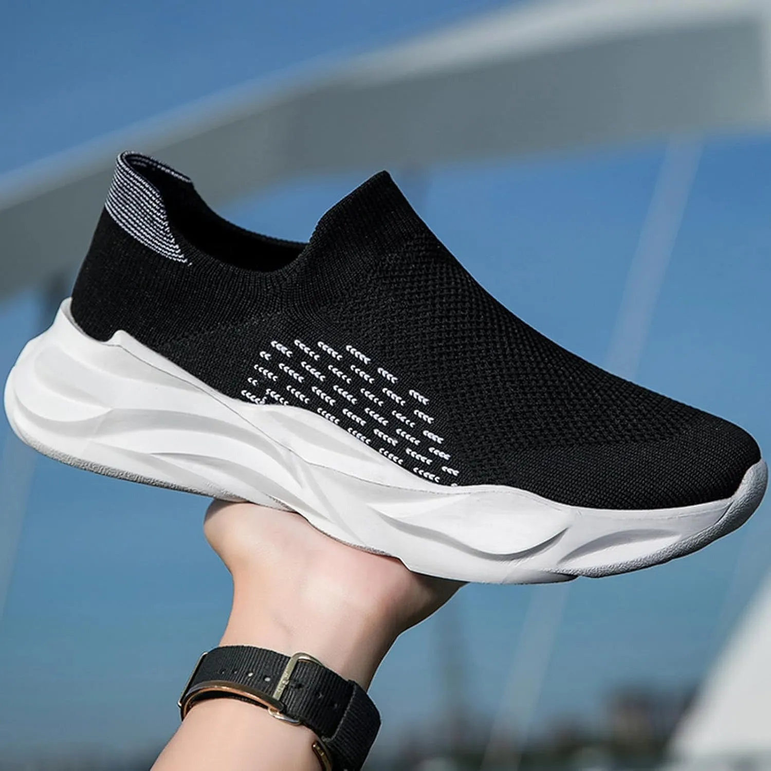 Men Sneakers Flying Weaver Mesh Large Size Elastic Socks Shoes Casual Sports Breathable Thick Sneaker Boots for Men Work
