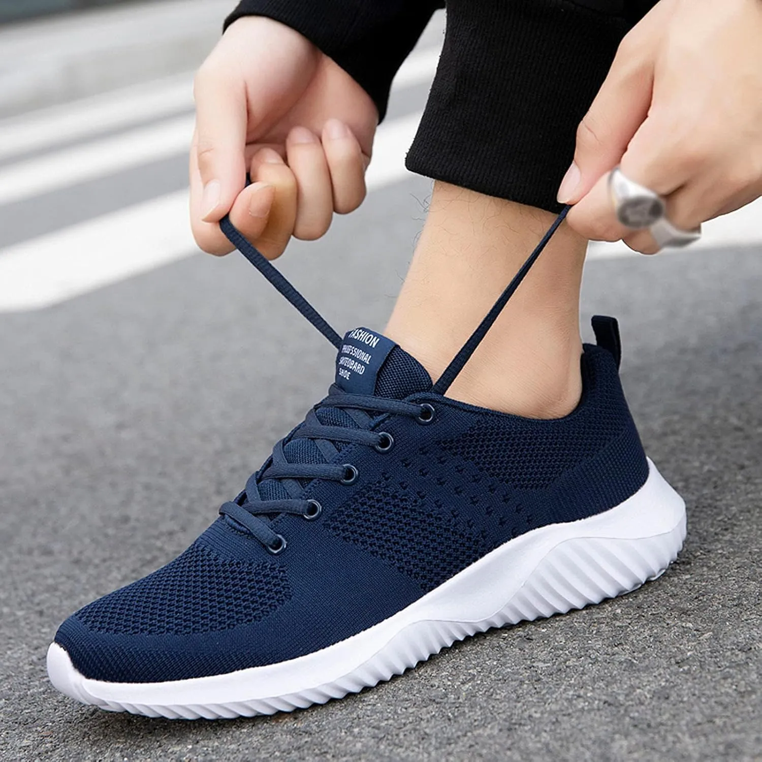 Men's Arch Support Insole Shoes Comfortable Breathable Lightweight Tennis Shoe Convenient Elderly Slip on Shoes