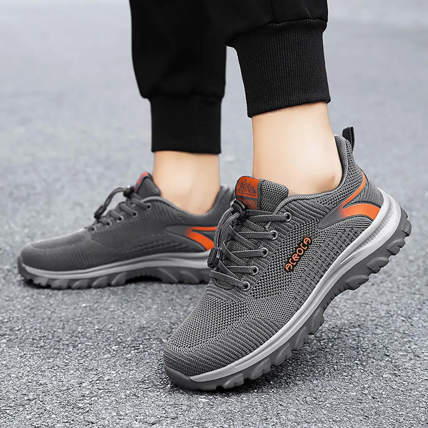 Mens Breathable Lace Up Running Shoes Recovery Air Athletic Running Tennis Shoe Men's Arch Support Insole Shoes