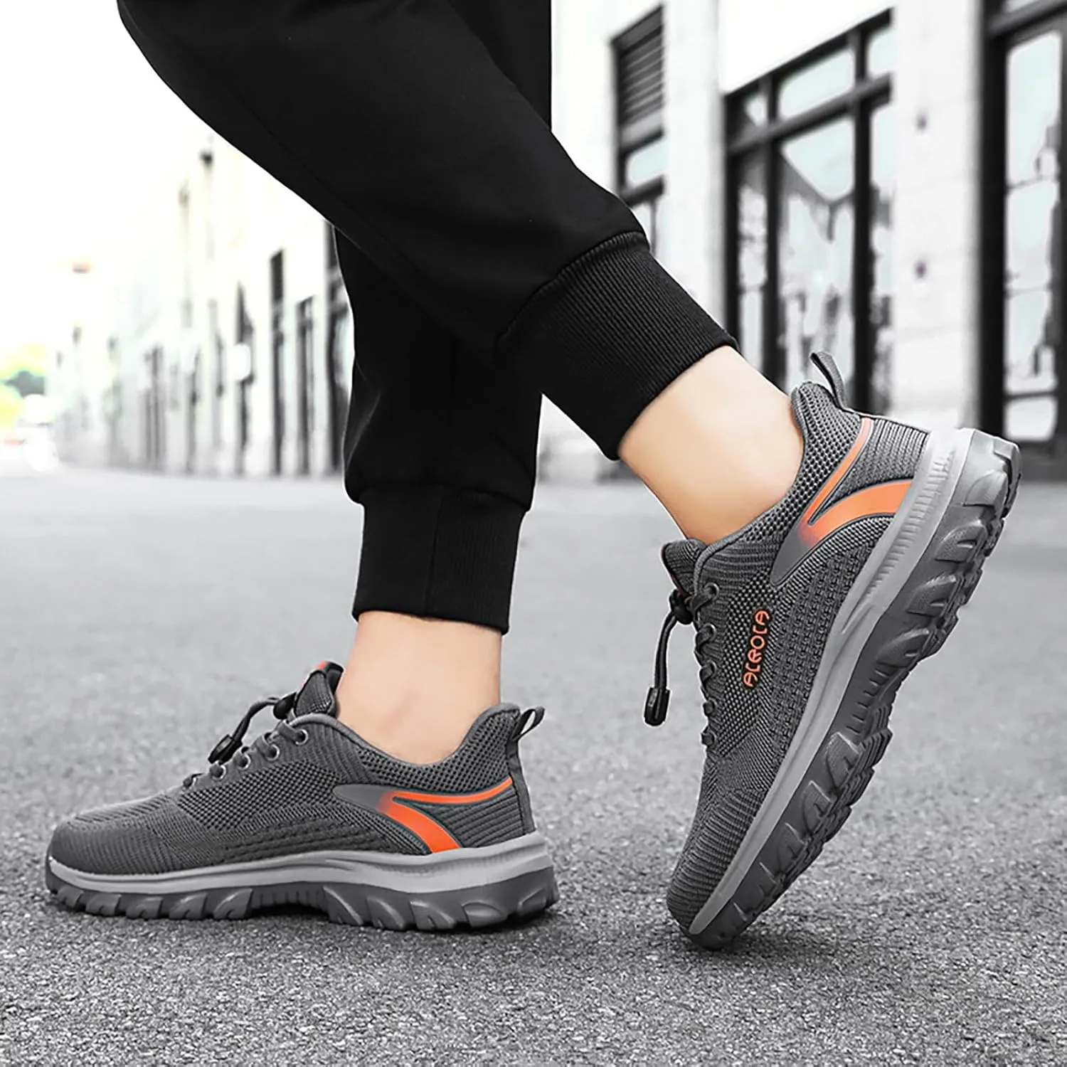 Mens Breathable Lace Up Running Shoes Recovery Air Athletic Running Tennis Shoe Men's Arch Support Insole Shoes