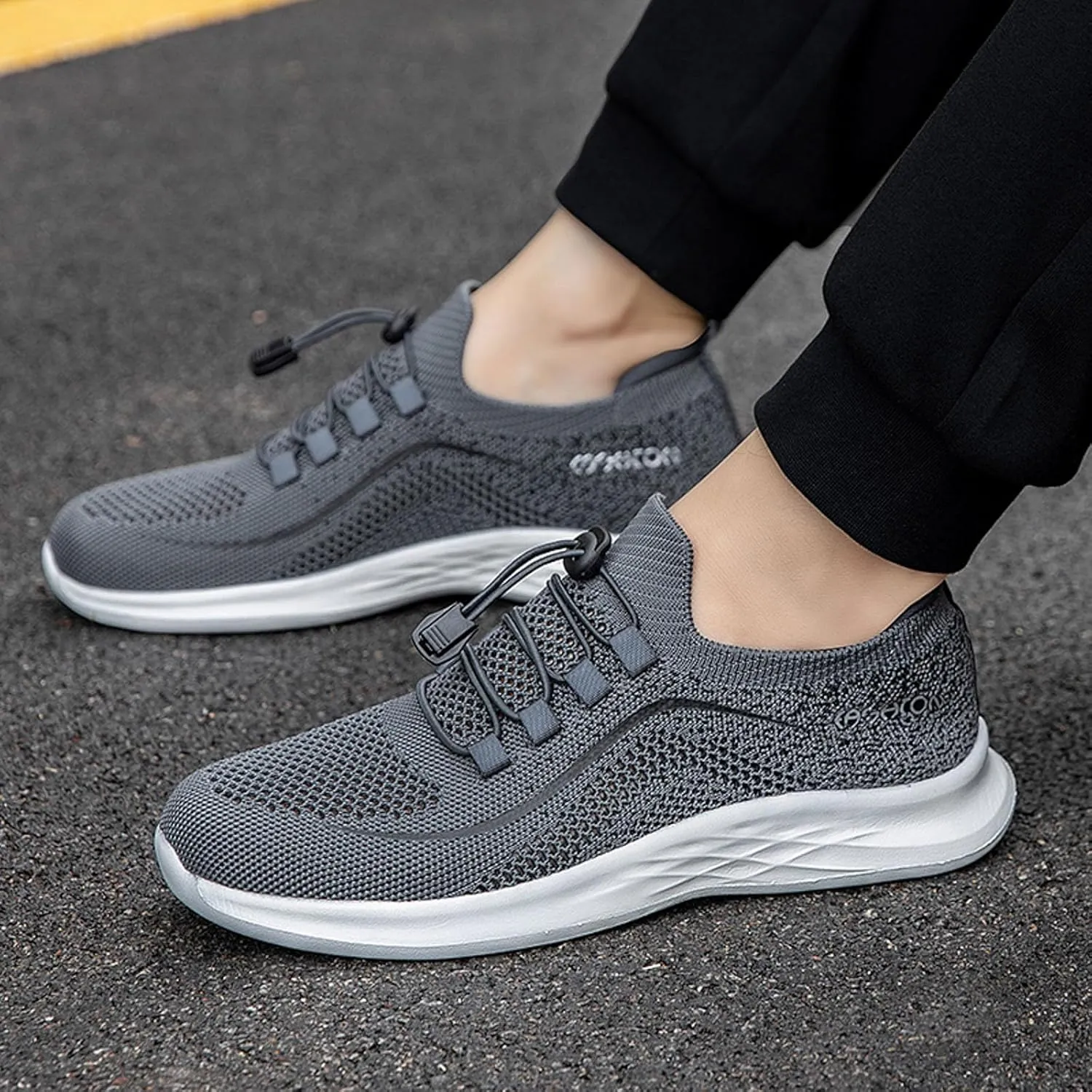 Mens Breathable Lace Up Running Shoes Supportive Running Athletic Sneaker Fashion Lightweight Sneakers for Men