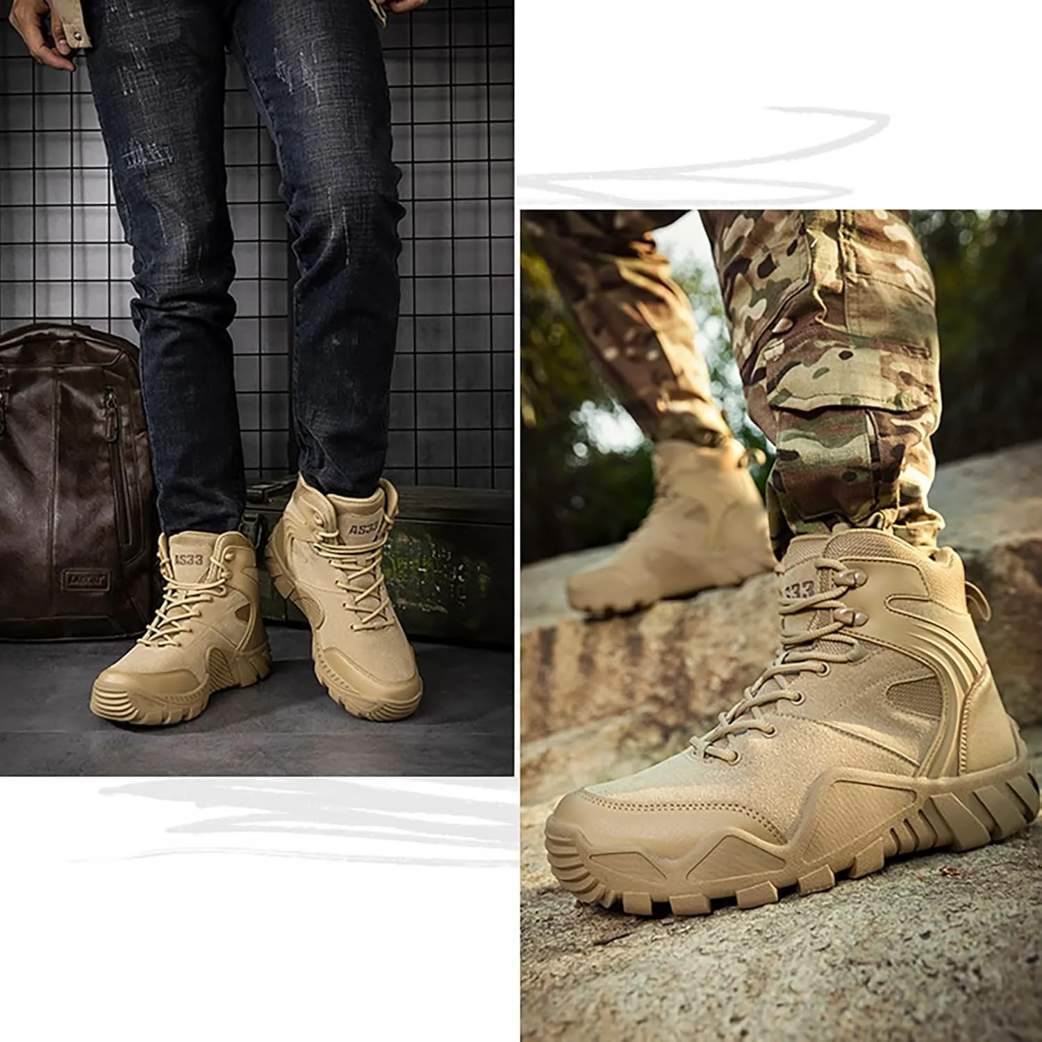 Mens Combat Boots Breathable Police Patrol Boots Lightweight Army Boots Waterproof Hiking Boots Military Tactical Boots