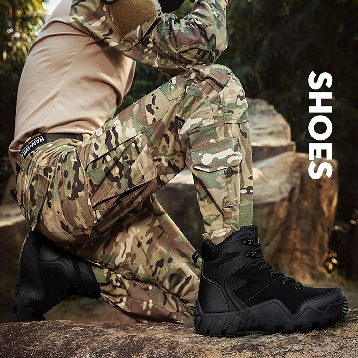 Mens Combat Boots Breathable Police Patrol Boots Lightweight Army Boots Waterproof Hiking Boots Military Tactical Boots
