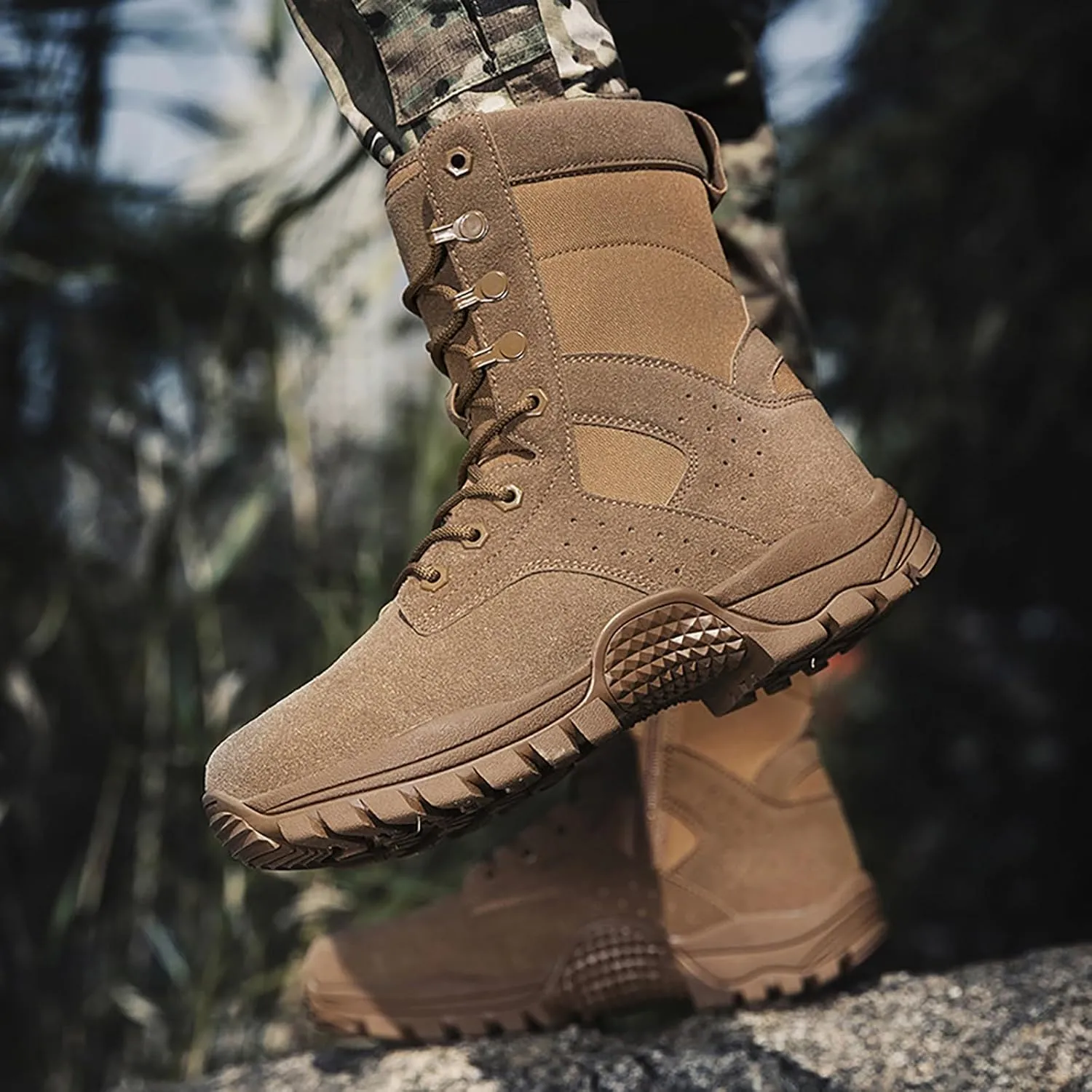 Mens Combat Boots Breathable Police Patrol Boots Lightweight Army Boots Waterproof Hiking Boots Military Tactical Boots