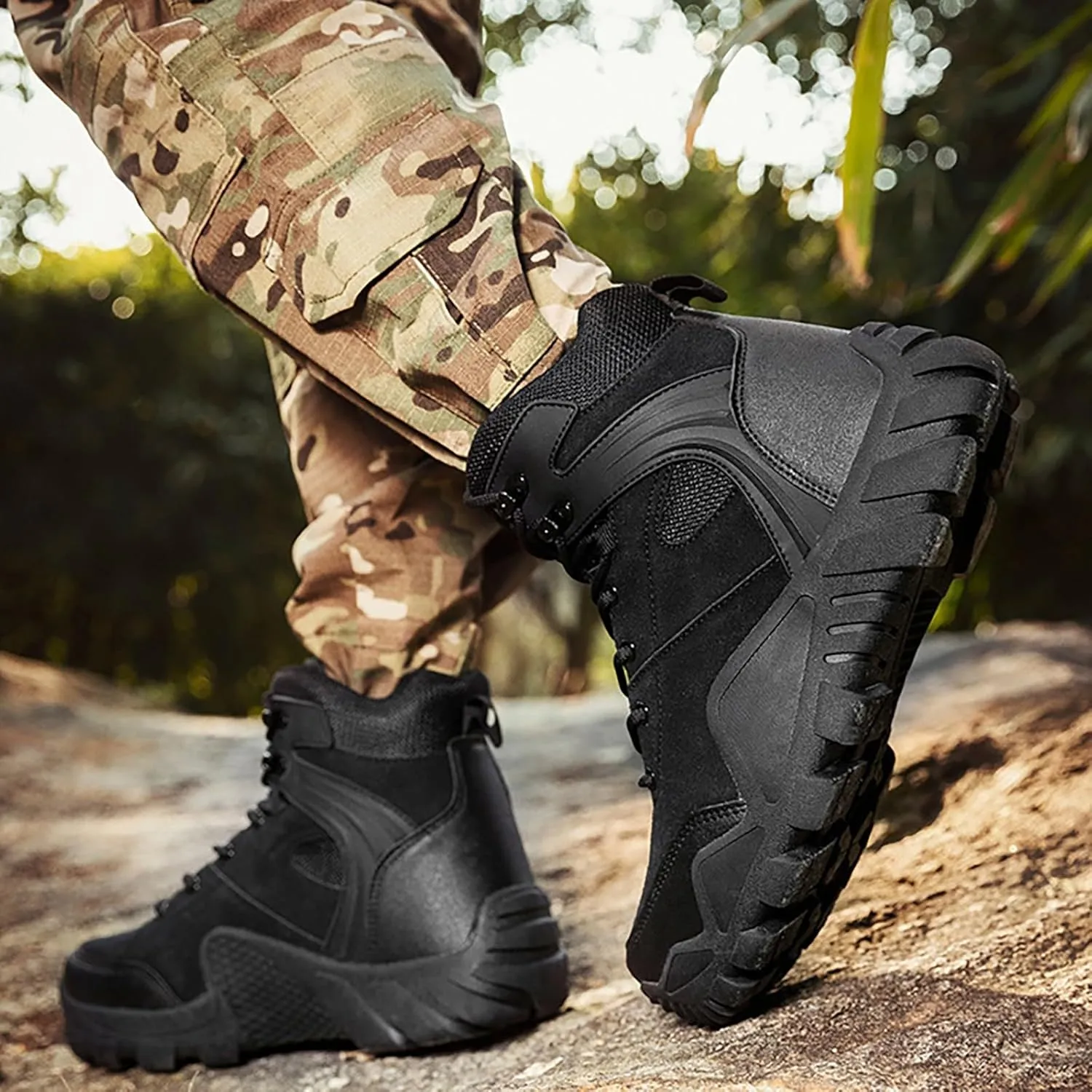 Mens Combat Boots Breathable Police Patrol Boots Lightweight Army Boots Waterproof Hiking Boots Military Tactical Boots
