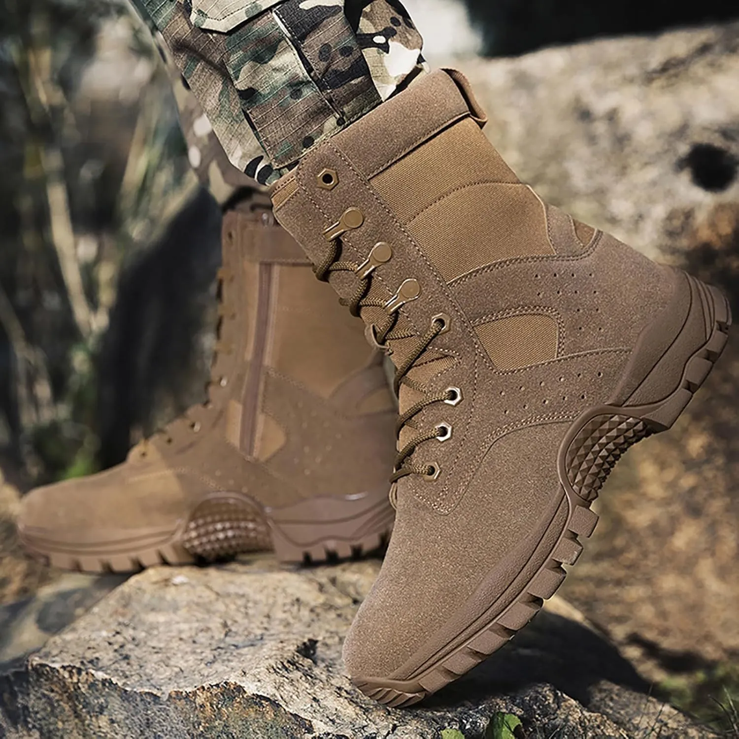 Mens Combat Boots Breathable Police Patrol Boots Lightweight Army Boots Waterproof Hiking Boots Military Tactical Boots