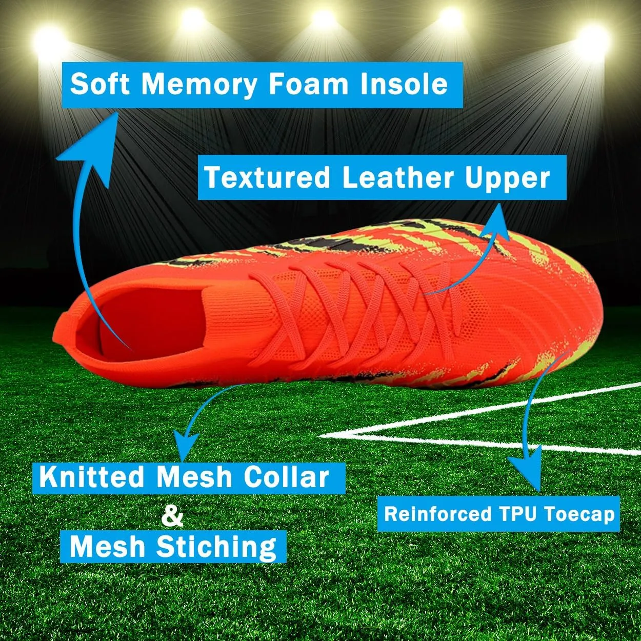 Mens Football Cleats Soccer Shoes: Turf Grip Design for Daily Training Game Day for Mens Womens
