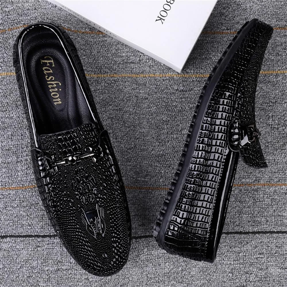 Men's Genuine Leather Loafer Shoes Retro Fashion Slip on Soft Breathable Walking Driving Shoes