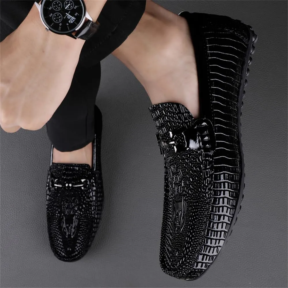 Men's Genuine Leather Loafer Shoes Retro Fashion Slip on Soft Breathable Walking Driving Shoes