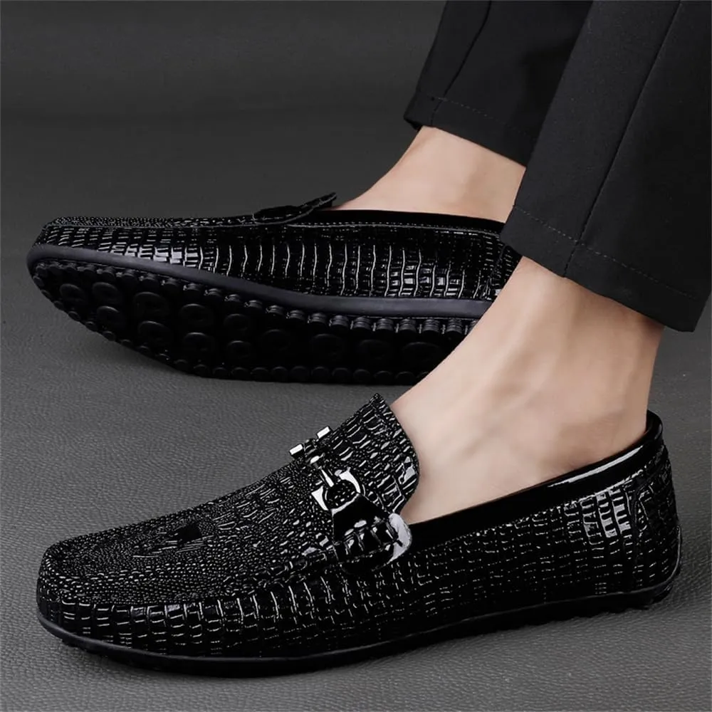 Men's Genuine Leather Loafer Shoes Retro Fashion Slip on Soft Breathable Walking Driving Shoes