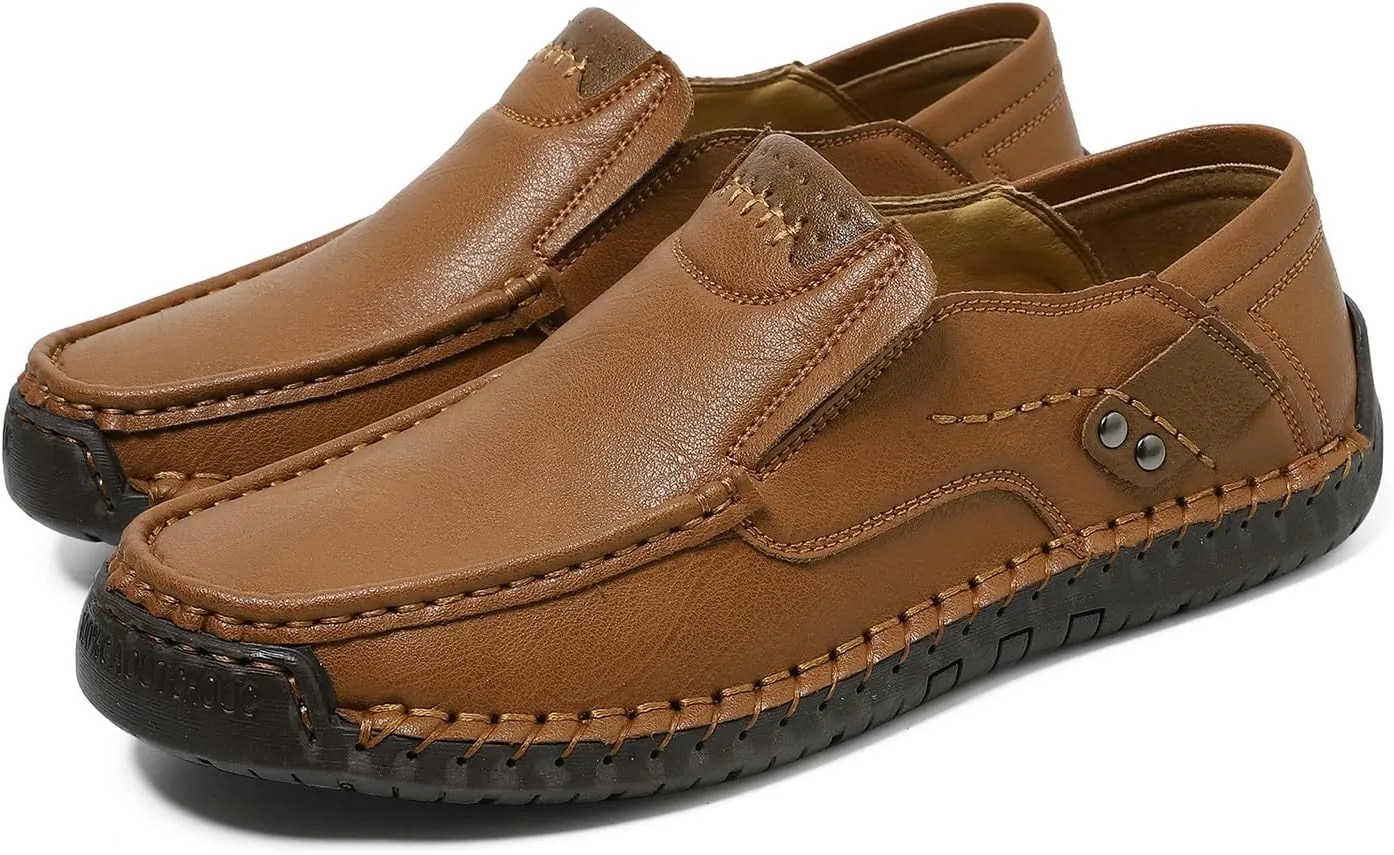 Men's Handmade Slip on Genuine Leather Loafers Soft Breathable Driving Shoes