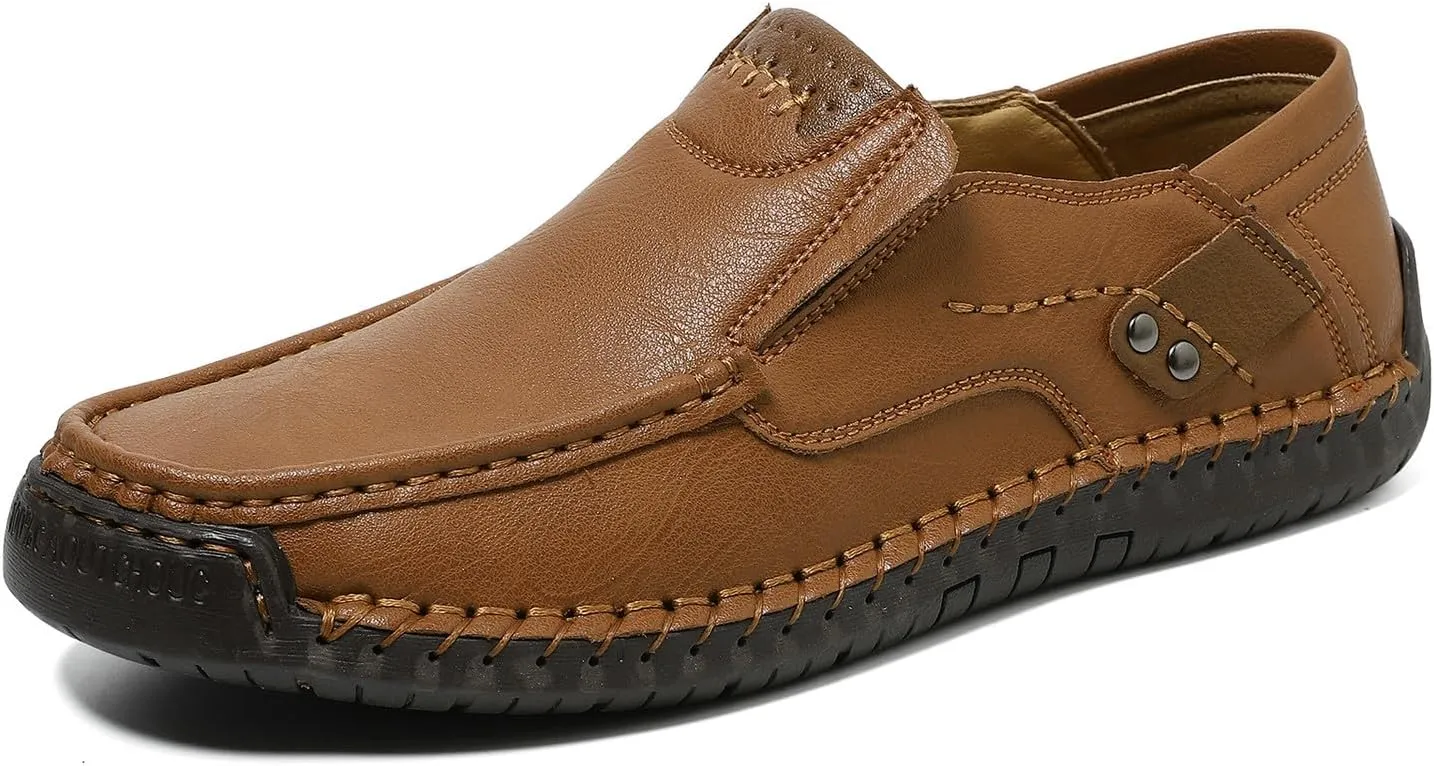 Men's Handmade Slip on Genuine Leather Loafers Soft Breathable Driving Shoes
