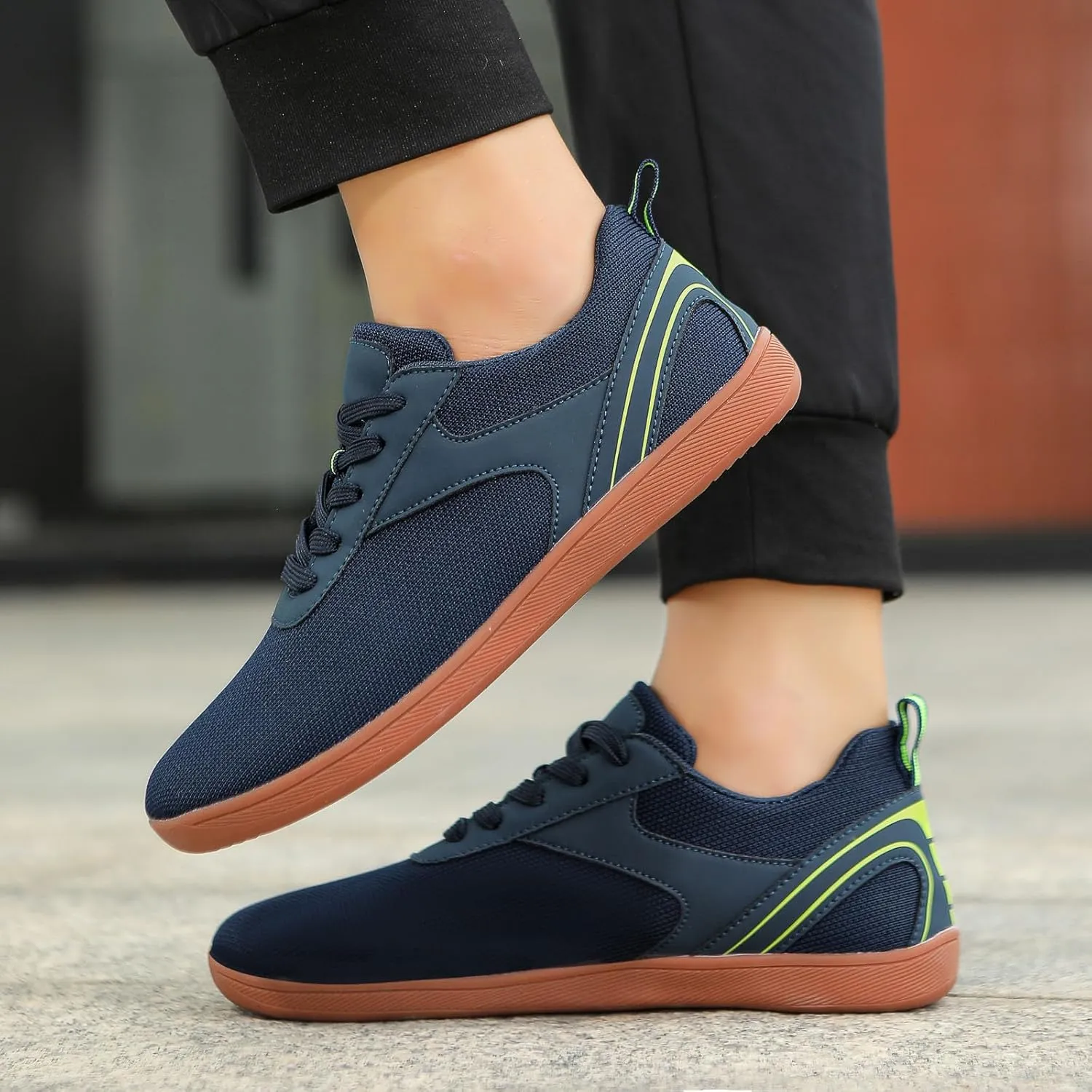 Men's Lace Up Memory Foam Sneakers Comfortable Breathable Stretch Canvas Slip on Sneaker Comfort Jogging Shoes