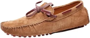 Mens Loafers Shoe Square Toe Suede Vamp Moccasins Boat Shoes Lightweight Anti-Slip Comfortable Party Slip-ons