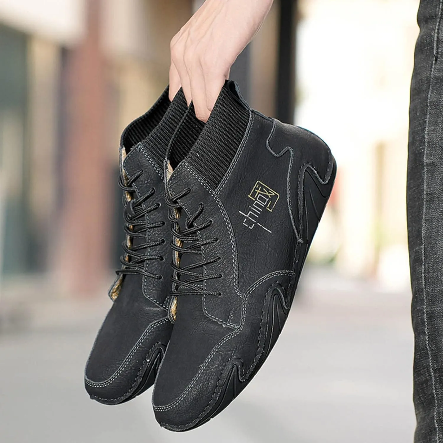 Mens Shoes High Top Elastic Band Sport Shoes Fashion Casual Plus Size Ankle Boots Men Sneaker
