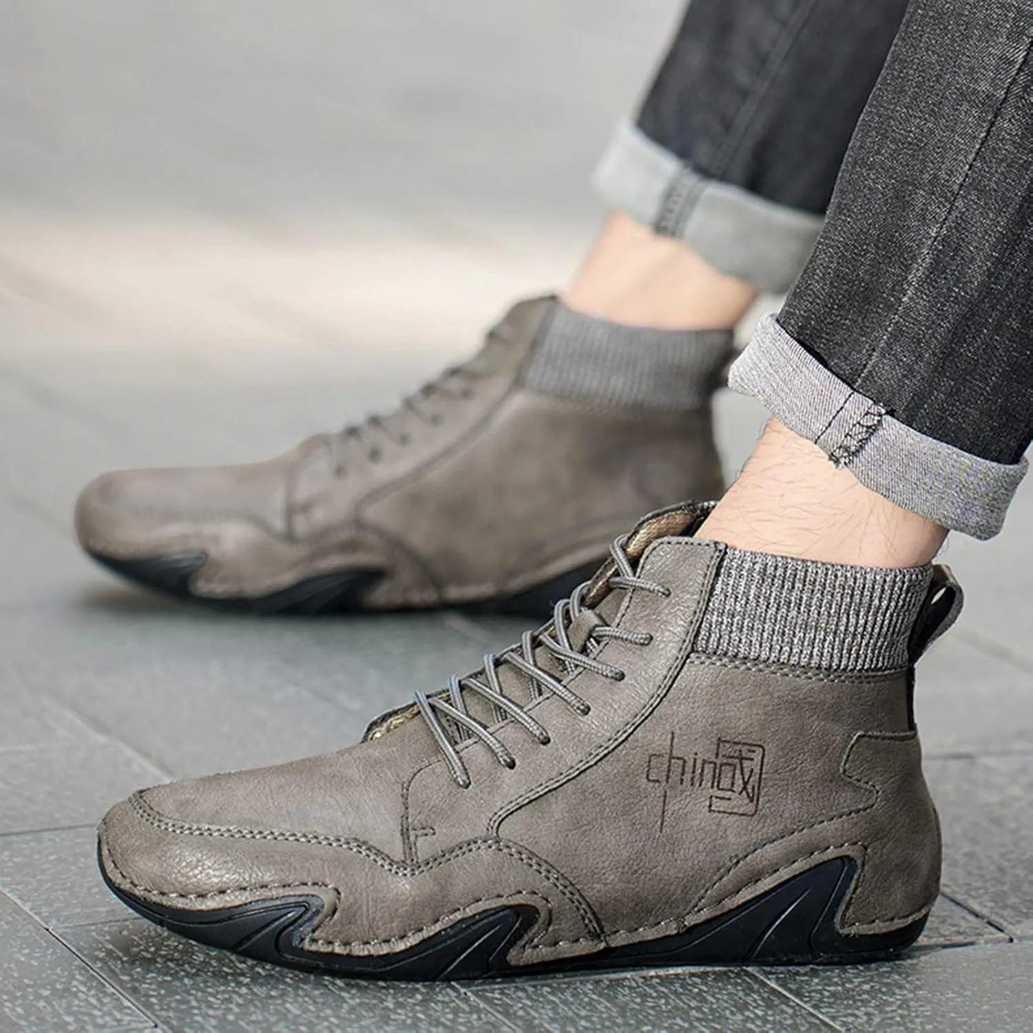 Mens Shoes High Top Elastic Band Sport Shoes Fashion Casual Plus Size Ankle Boots Men Sneaker