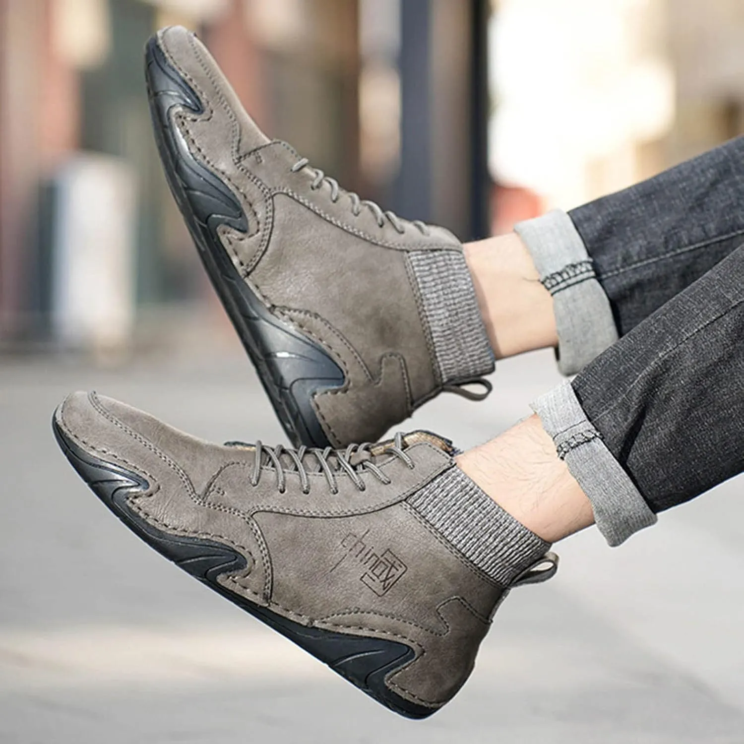 Mens Shoes High Top Elastic Band Sport Shoes Fashion Casual Plus Size Ankle Boots Men Sneaker