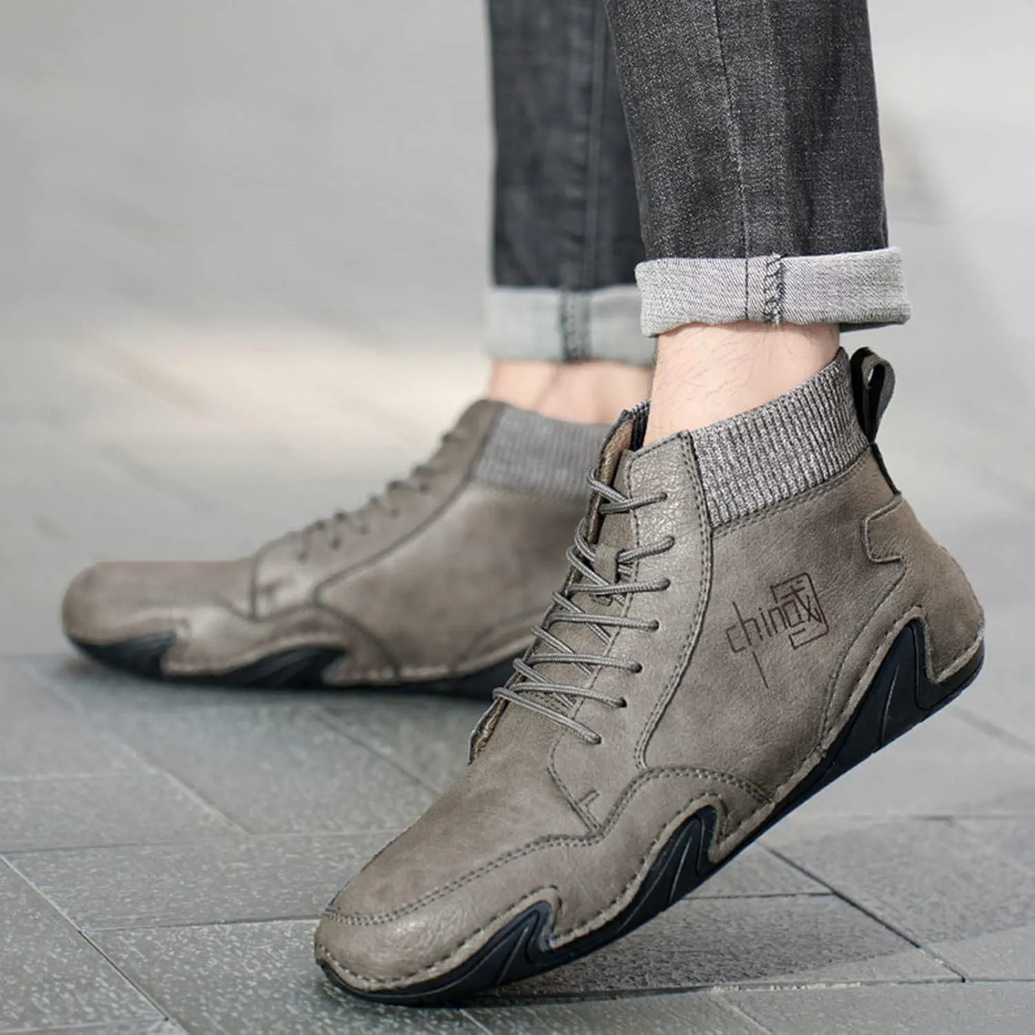 Mens Shoes High Top Elastic Band Sport Shoes Fashion Casual Plus Size Ankle Boots Men Sneaker