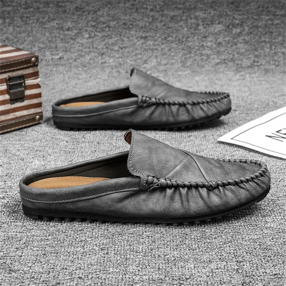 Men’s Slip-On Loafers Handmade Leather Slippers Comfortable Soft Casual Shoes Driving Shoes for Men