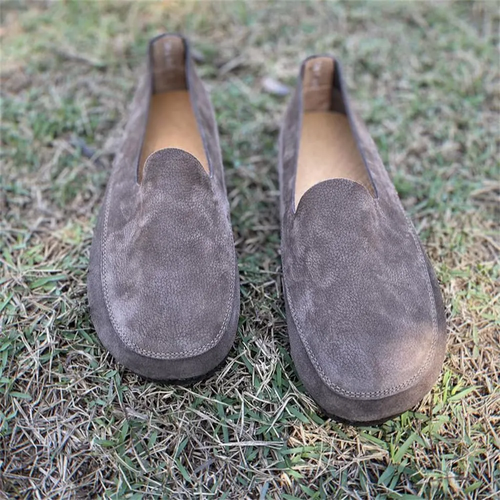 Mens Soft Walking Shoes Genuine Leather Casual Slip on Loafers Comfortable Driving Shoes