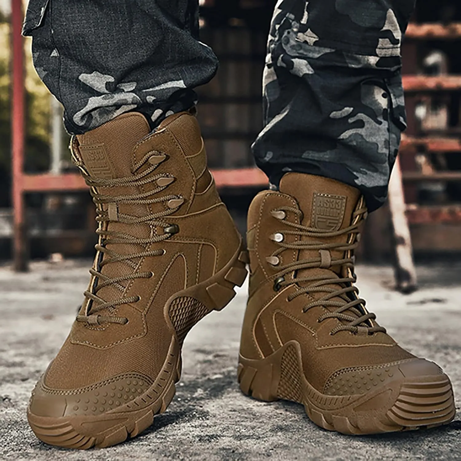 Mens Waterproof Hiking Boots Military Tactical Boots Combat Boots Breathable Police Patrol Boots Army Boots