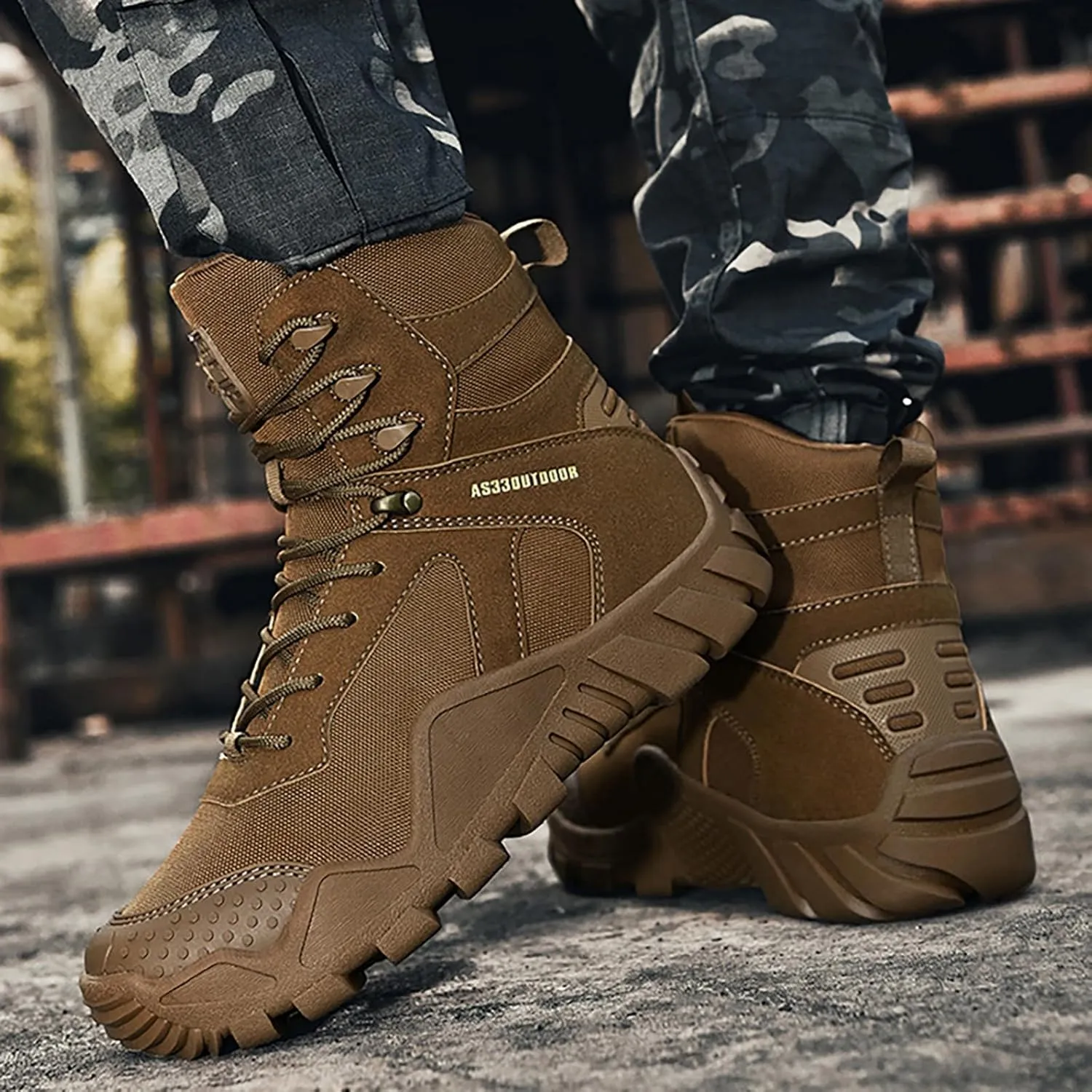 Mens Waterproof Hiking Boots Military Tactical Boots Combat Boots Breathable Police Patrol Boots Army Boots