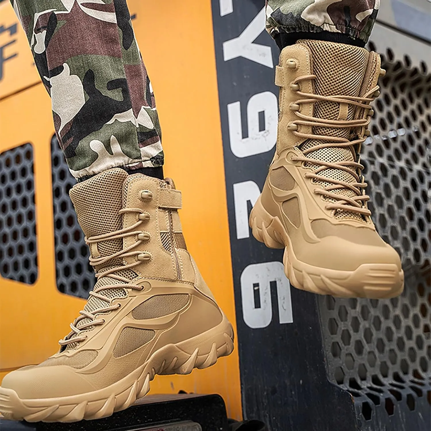 Mens Waterproof Hiking Boots Military Tactical Boots Combat Boots Breathable Police Patrol Boots Army Boots