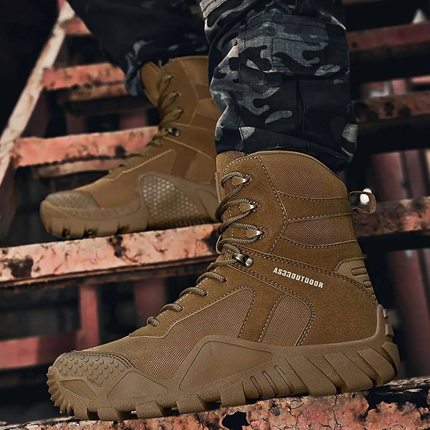 Mens Waterproof Hiking Boots Military Tactical Boots Combat Boots Breathable Police Patrol Boots Army Boots