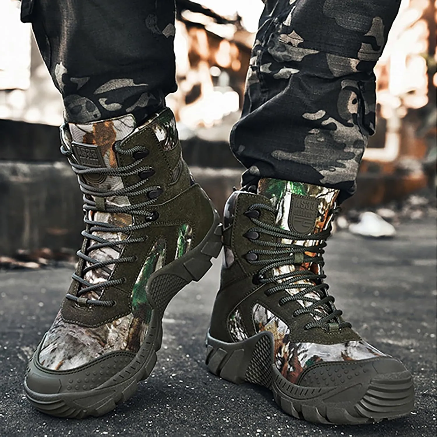 Mens Waterproof Hiking Boots Military Tactical Boots Combat Boots Breathable Police Patrol Boots Army Boots