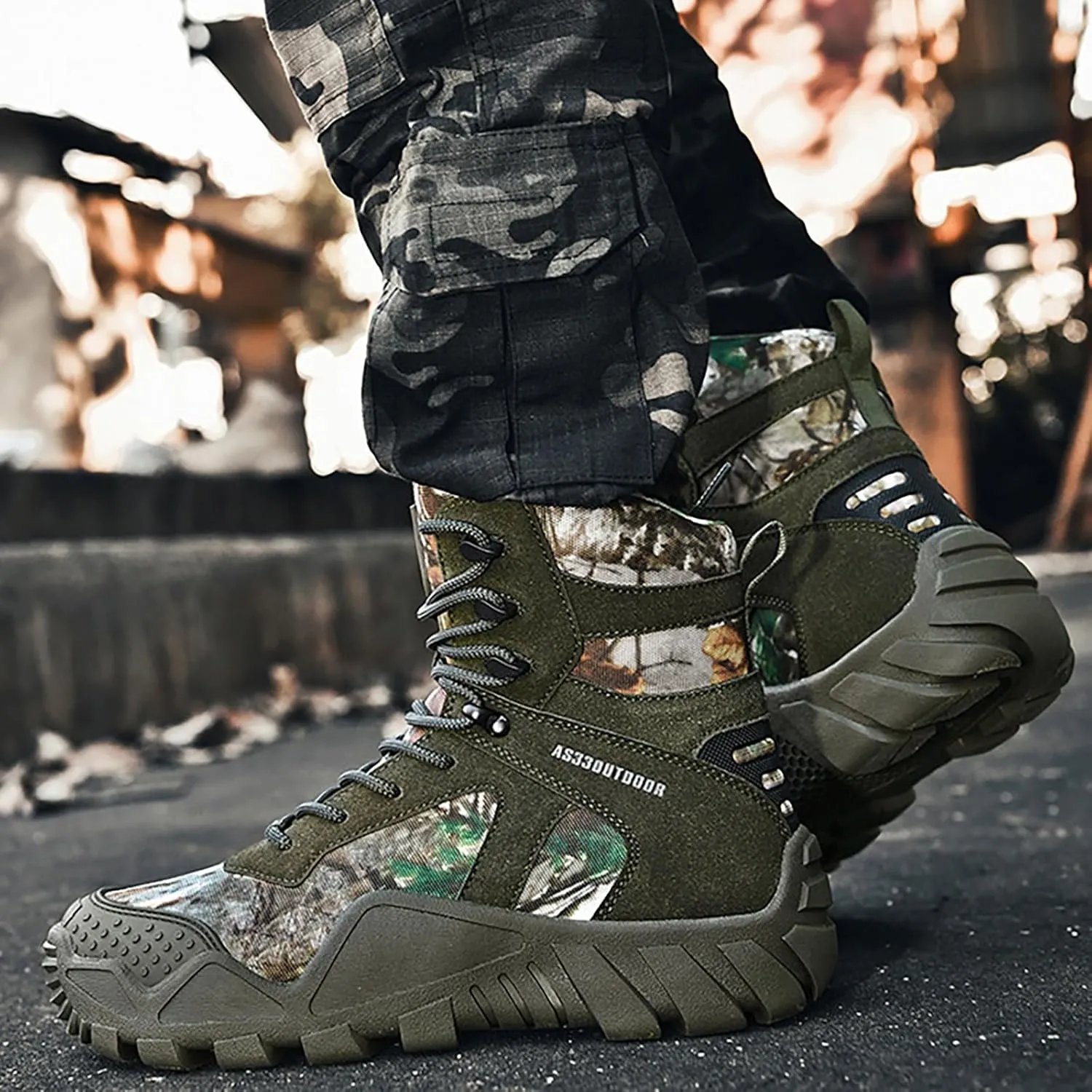 Mens Waterproof Hiking Boots Military Tactical Boots Combat Boots Breathable Police Patrol Boots Army Boots