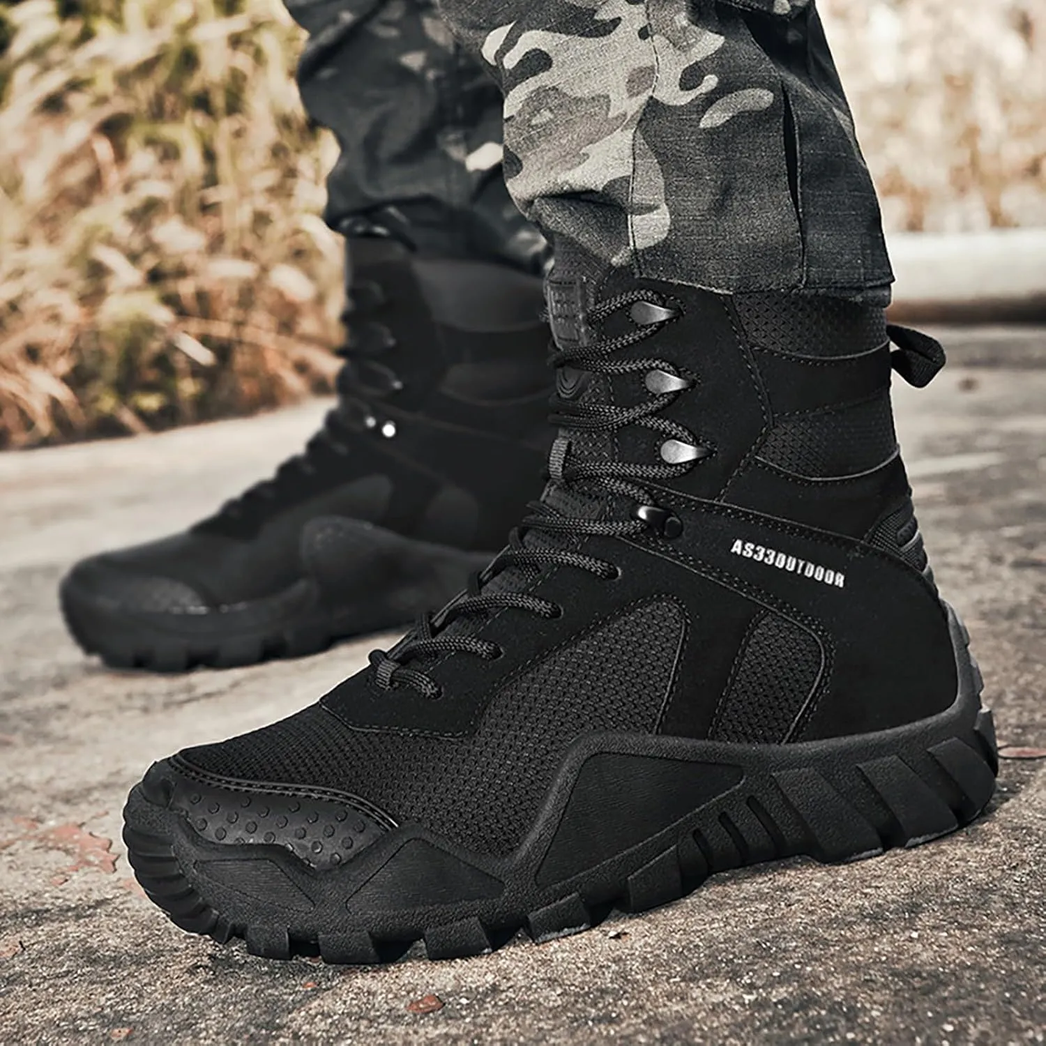 Mens Waterproof Hiking Boots Military Tactical Boots Combat Boots Breathable Police Patrol Boots Army Boots